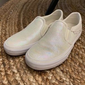 Iridescent Deluxe Comfort Slip on Vans